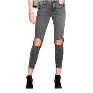 Free People Distressed Charcoal Gray Skinny Jeans Size 27